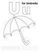 U for umbrella coloring page with handwriting practice