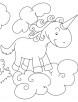 Unicorn flying above clouds coloring pages