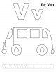 Letter Vv printable coloring page