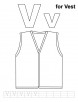 V for vest coloring page with handwriting practice