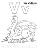 V for vulture coloring page with handwriting practice