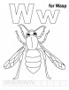 W for wasp coloring page with handwriting practice