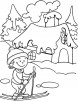 Ski ride in winter coloring page