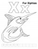 Letter Xx printable coloring page