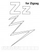 Z for zigzag coloring page with handwriting practice