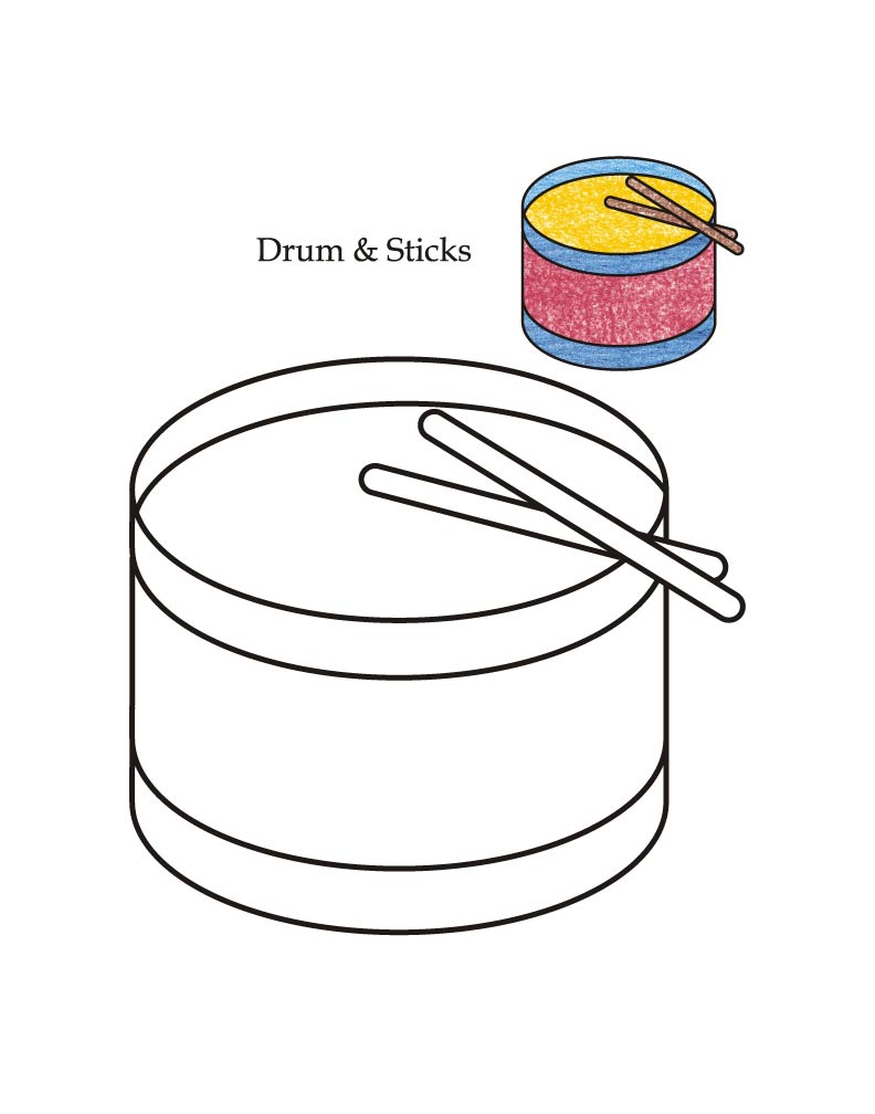 0 Level drum and sticks coloring page
