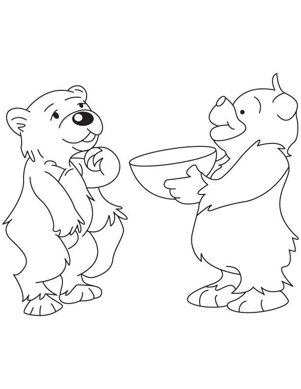 Two bear cub coloring page