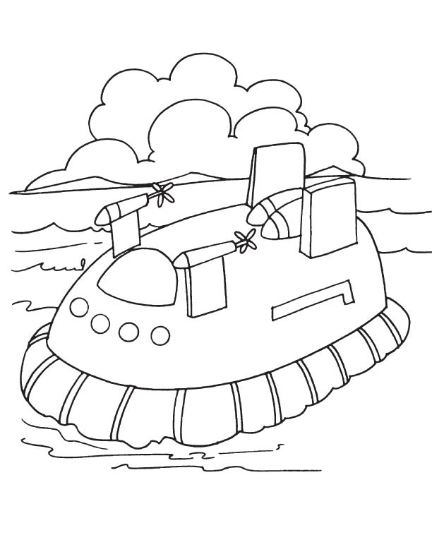 Hovercraft black & white picture coloring page