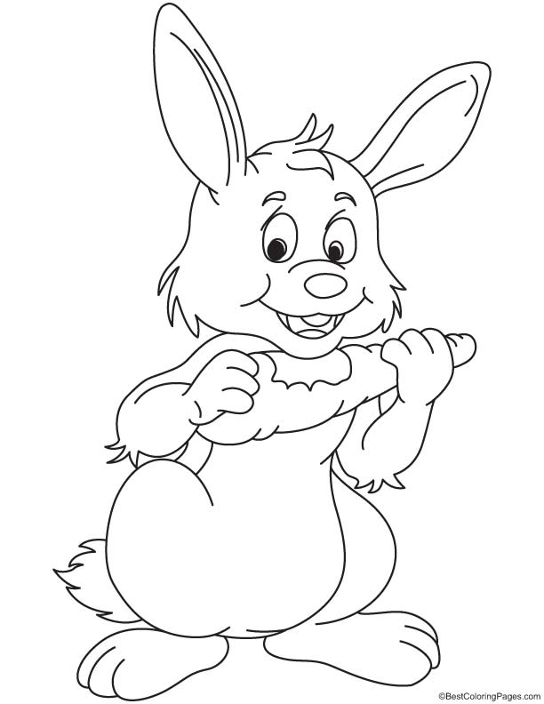 Bunny eating carrot coloring page