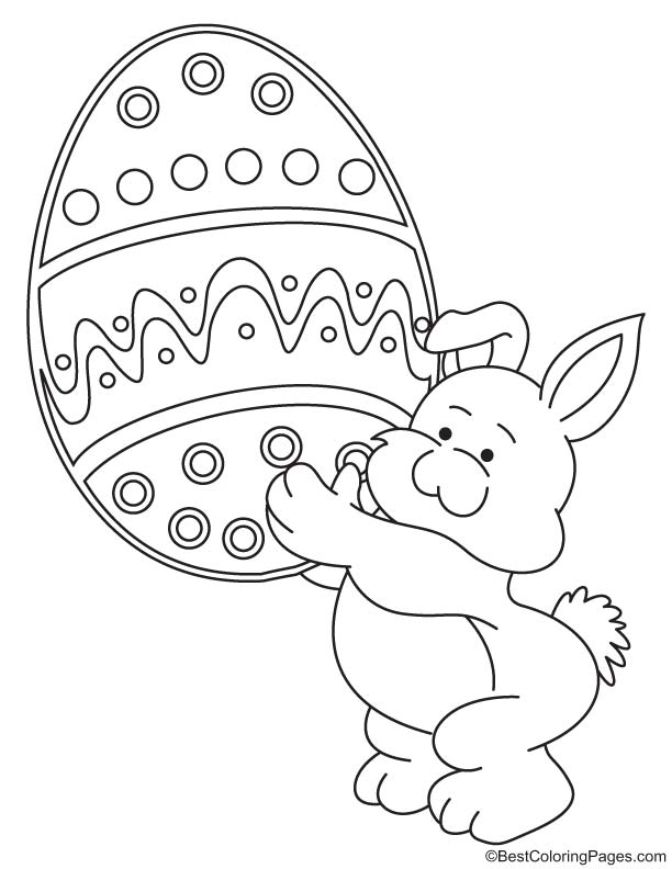 Bunny with huge egg coloring page