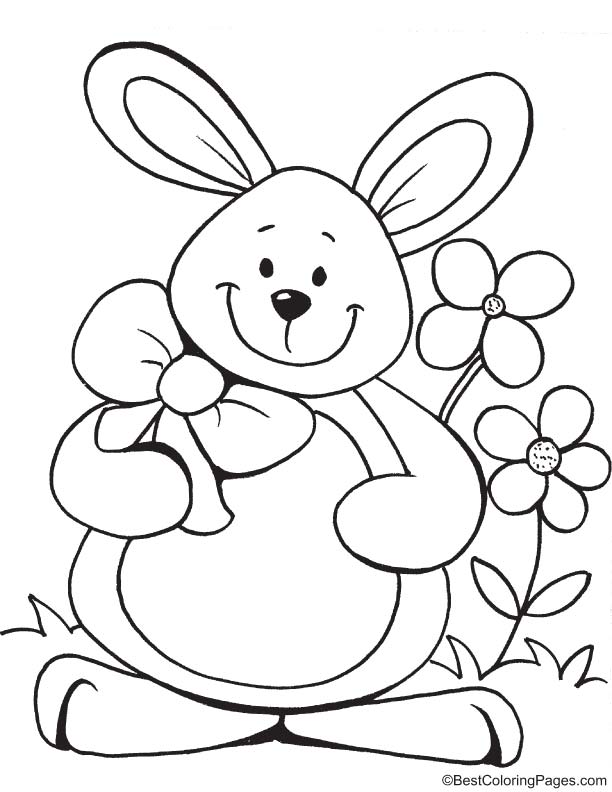 Happy bunny on easter coloring page