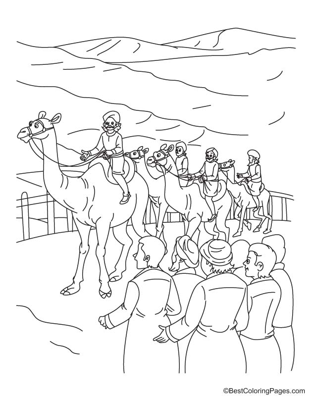 Camel riding coloring pages