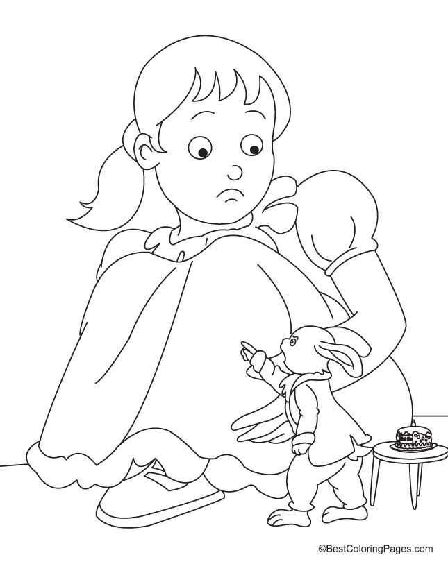 Alice with rabbit coloring page