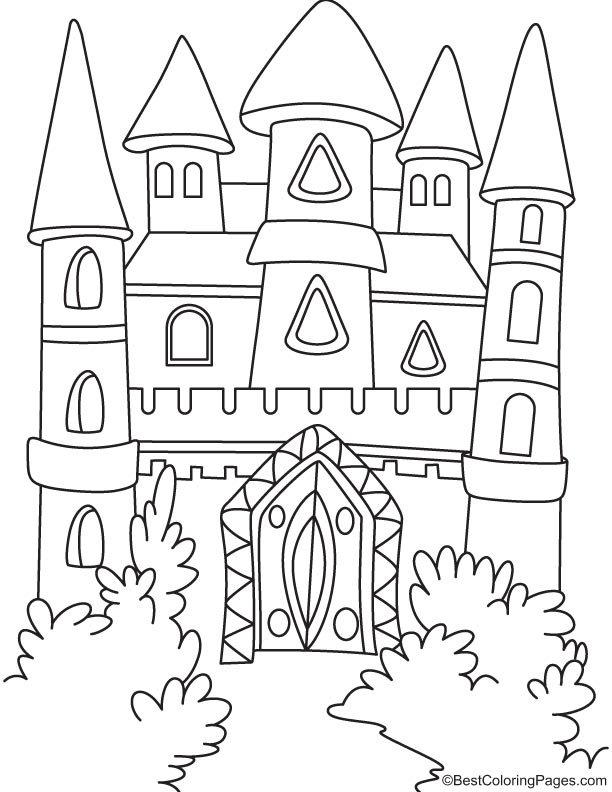 A magical castle coloring page