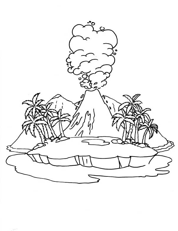 Active volcano coloring page