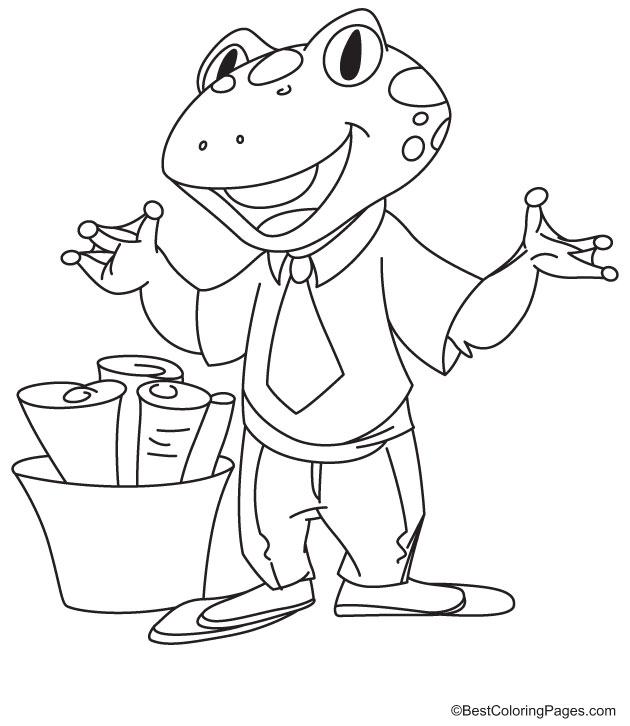 Architect frog coloring page