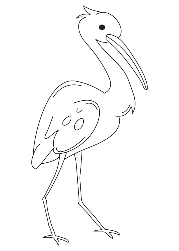 Cartoon heron coloring page