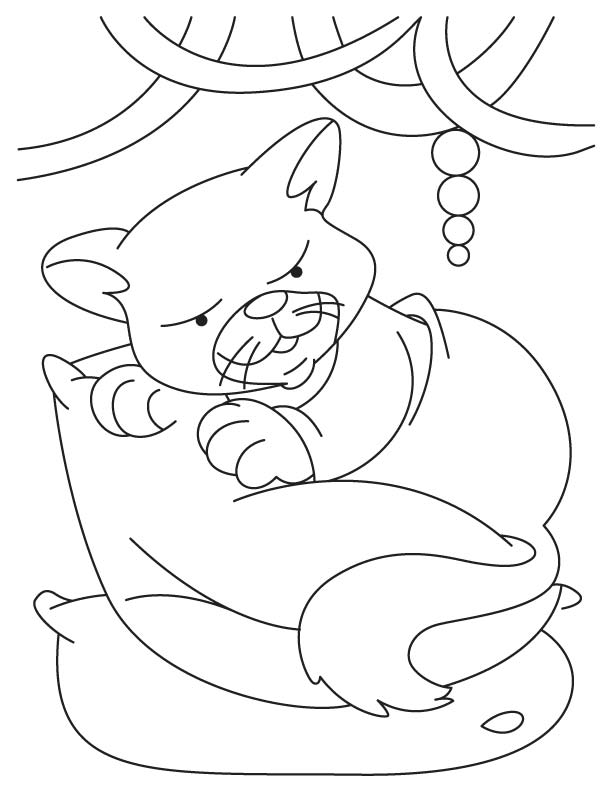 Cat under cart coloring page