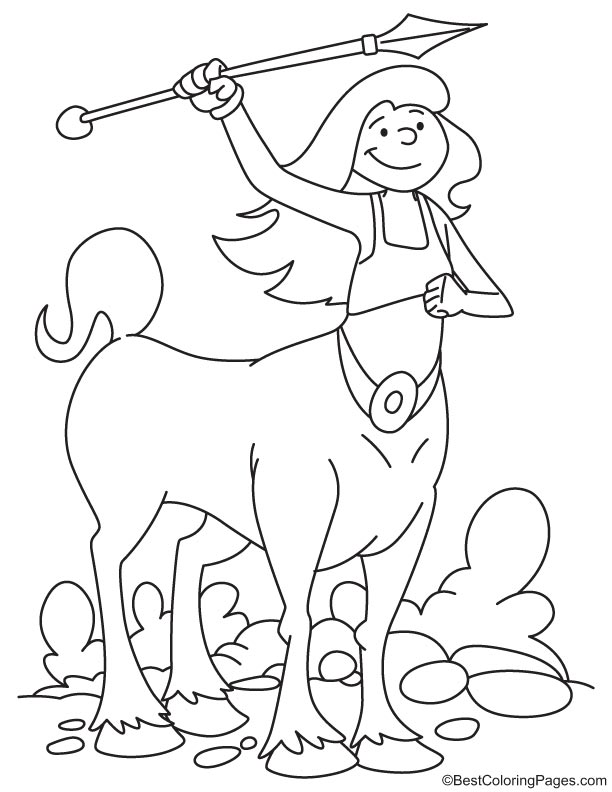 Centaur throwing spear coloring page