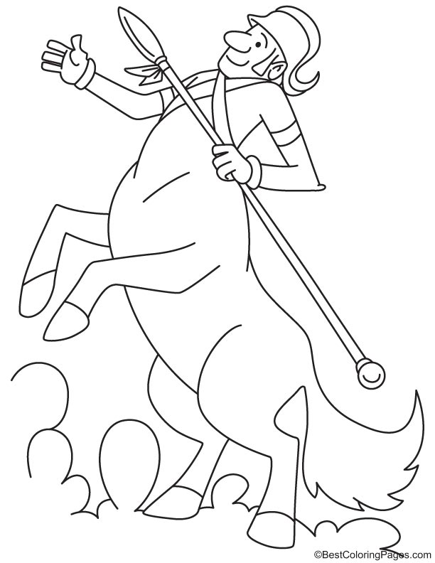 Centaur with a spear coloring page