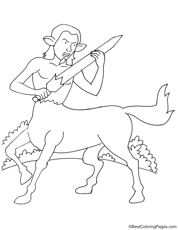 Centaur with sword coloring page
