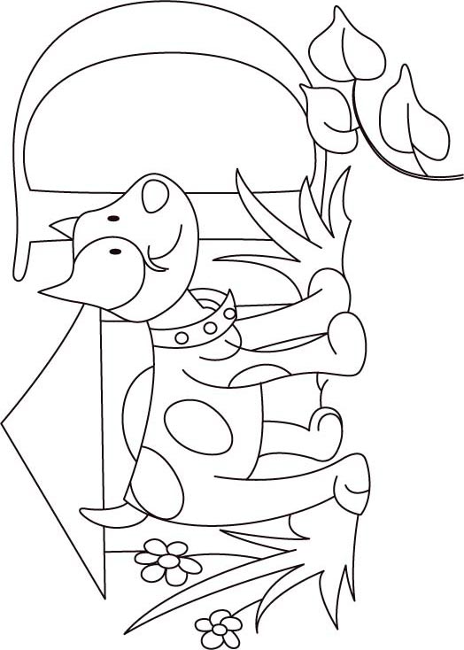 D for dog coloring page for kids