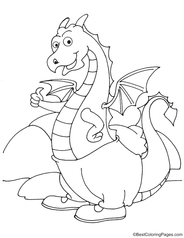 Dragon showing thumb coloring page