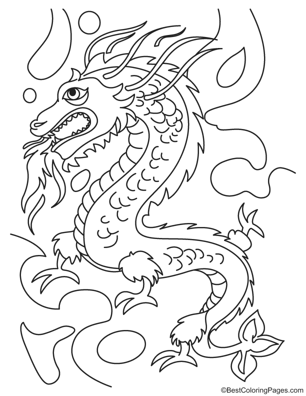 Fire dragon coloring page