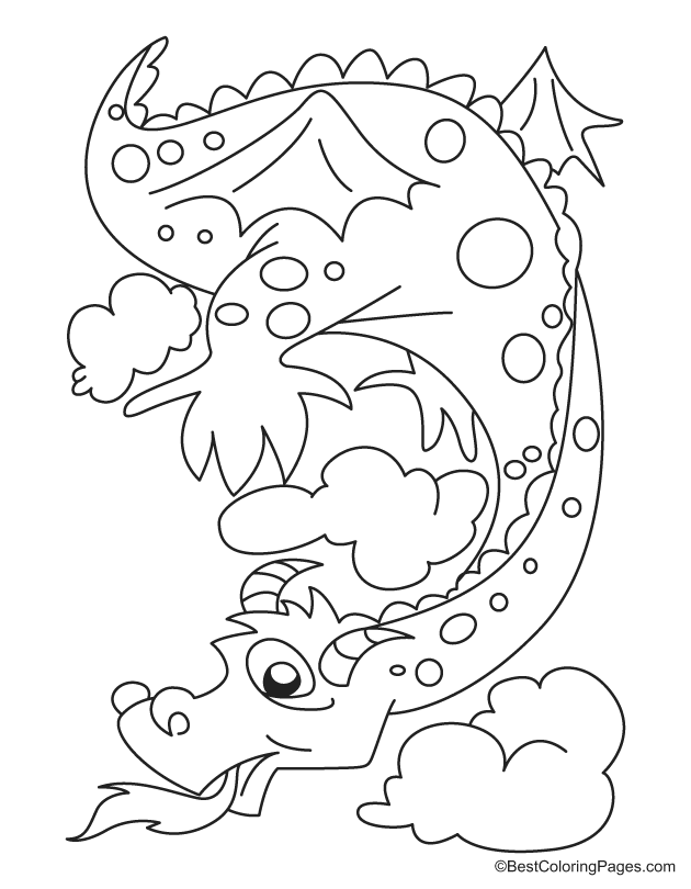 Fire emitting dragon coloring page