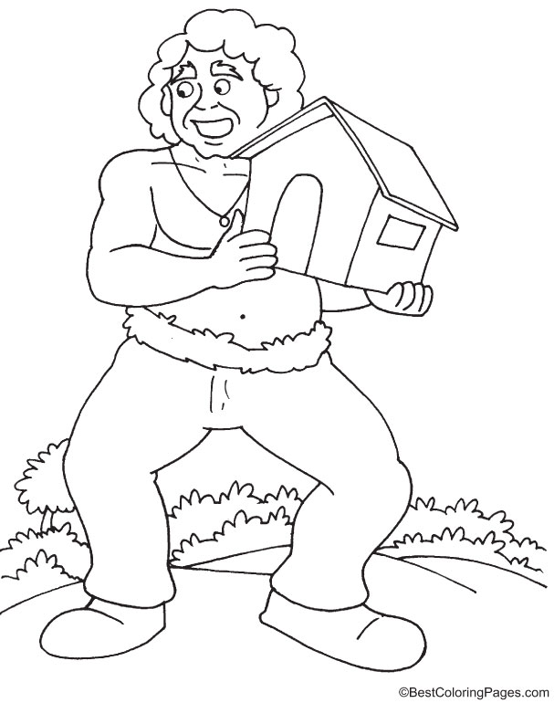 Giant shifting home coloring page