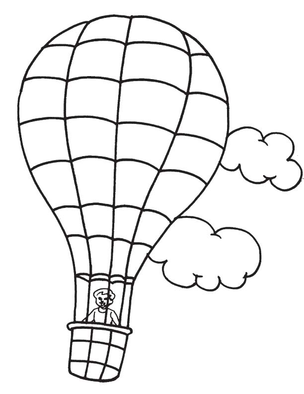 Hot air balloon in flight coloring page
