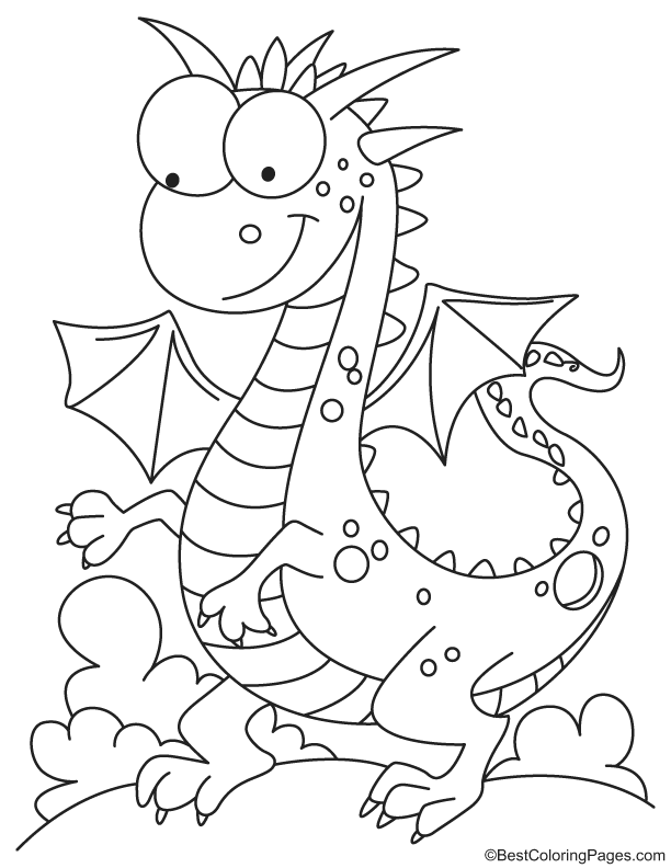 Kind looking dragon coloring page