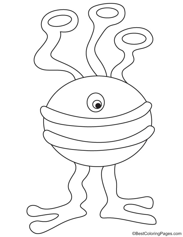 One eye alien coloring page