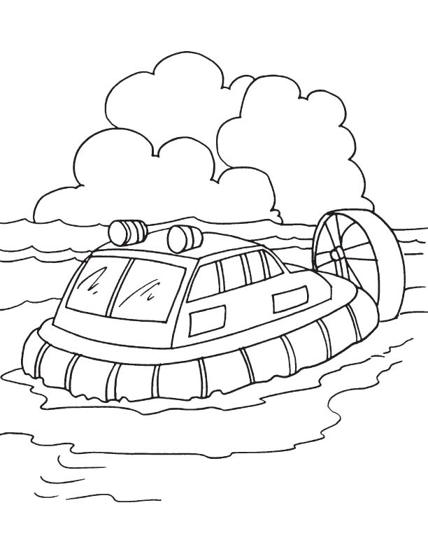Passenger carrying hovercraft coloring page