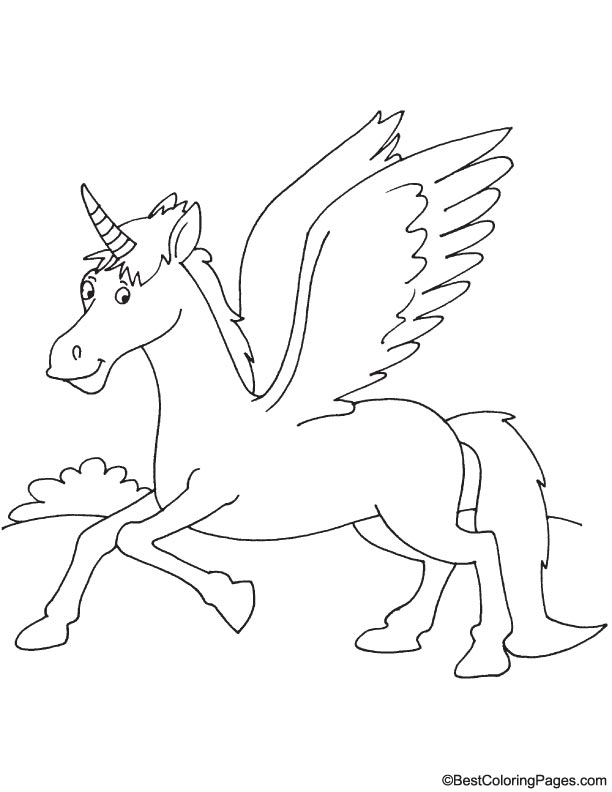 Pegasus running coloring page