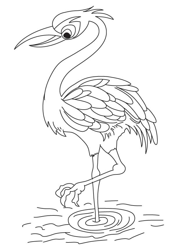Red crowned crane coloring page