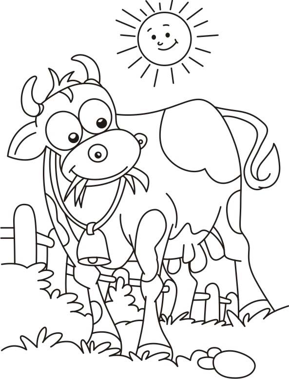 Sun bathing cow coloring page