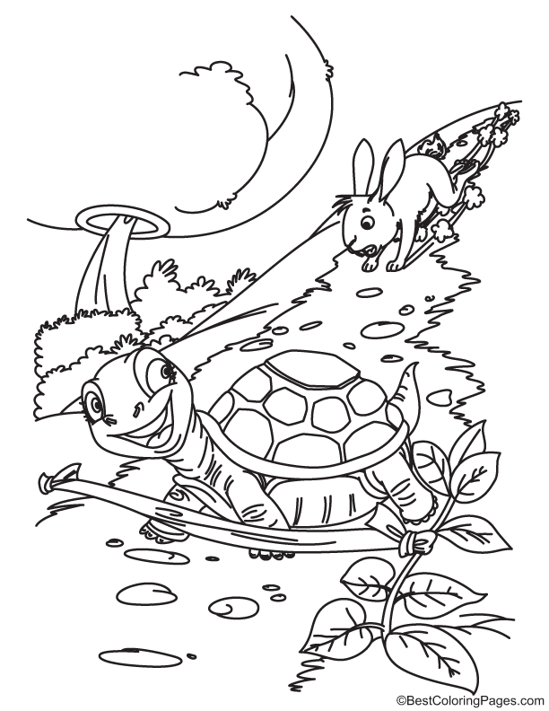 The tortoise and the hare coloring page