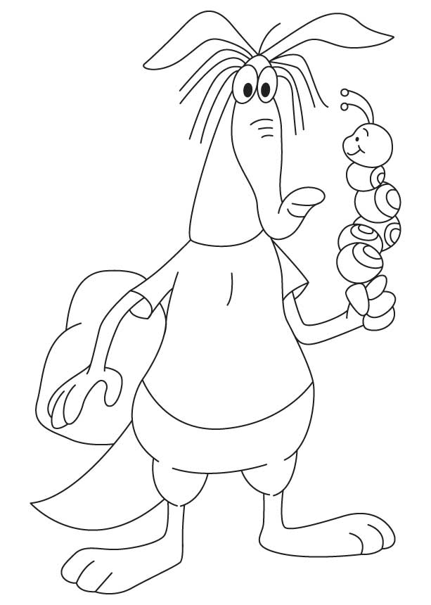 Aardvark talking with ant coloring page