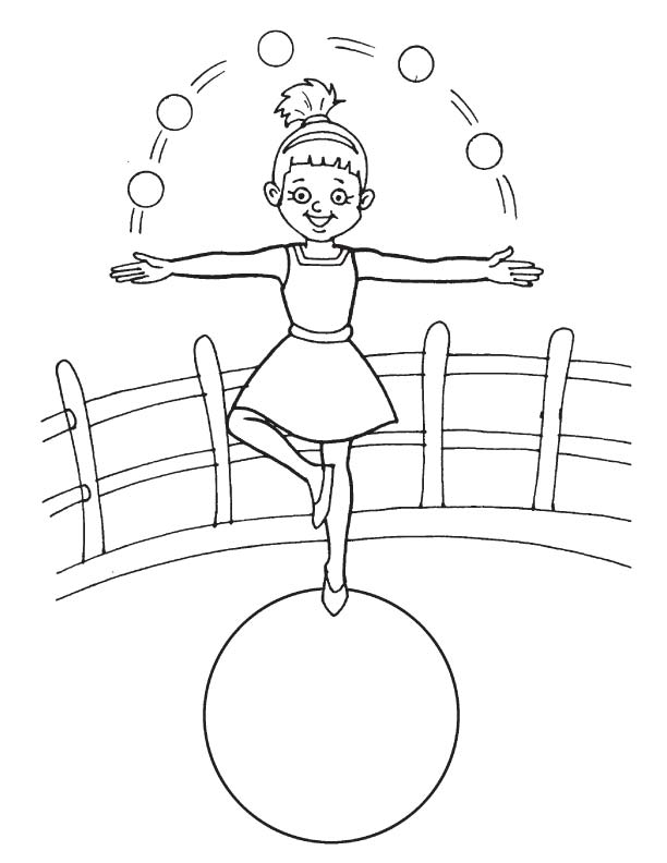 Acrobat balancing on ball coloring page