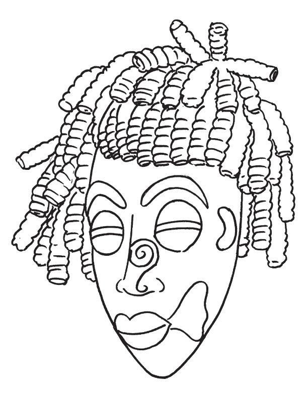 African mask coloring page