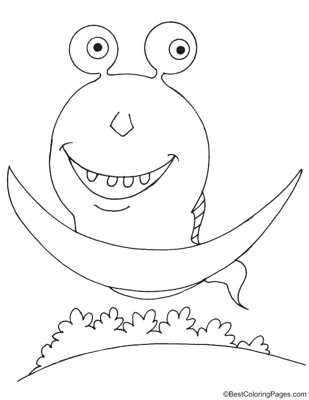 Alien riding on UFO coloring page