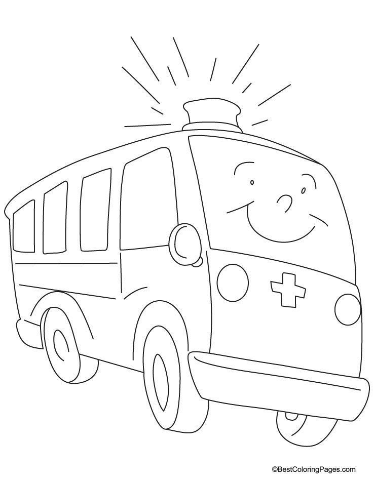 A fast moving ambulance coloring page