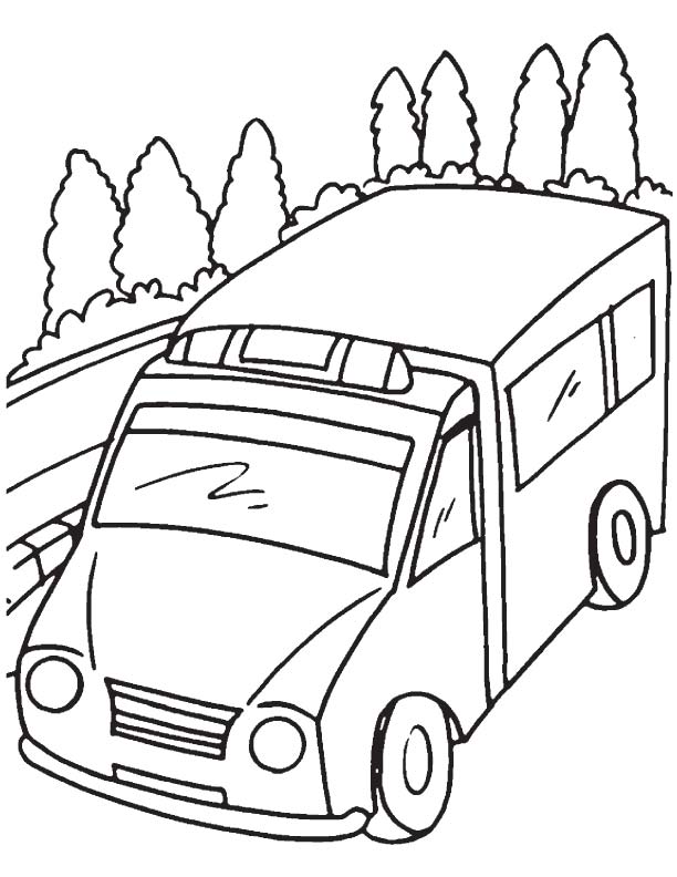 Ambulance van coloring page