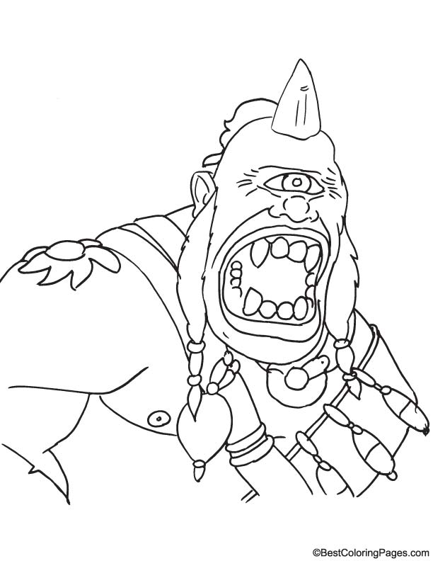 Angry cyclops coloring page