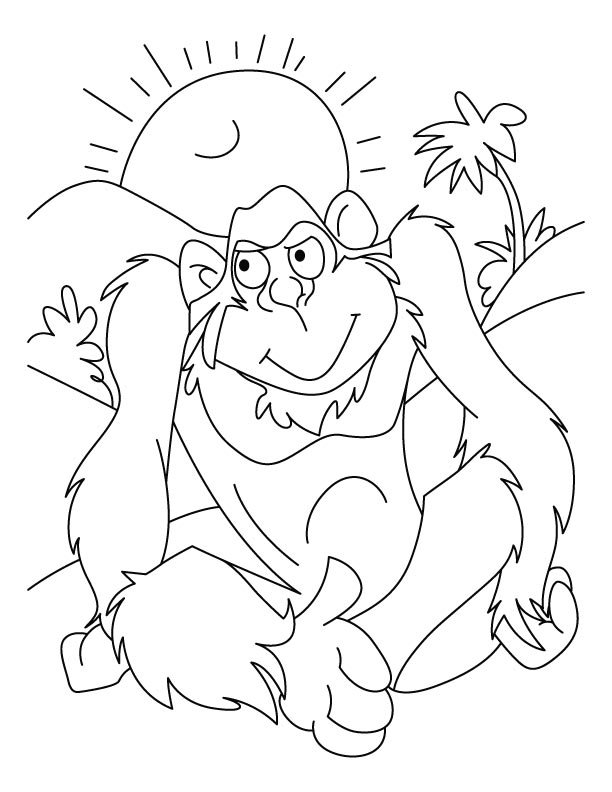 Ape enjoying sunbath coloring pages