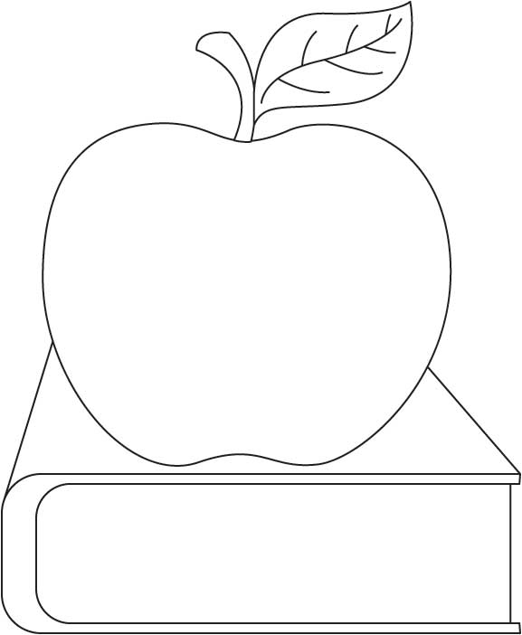 Apple and book coloring page