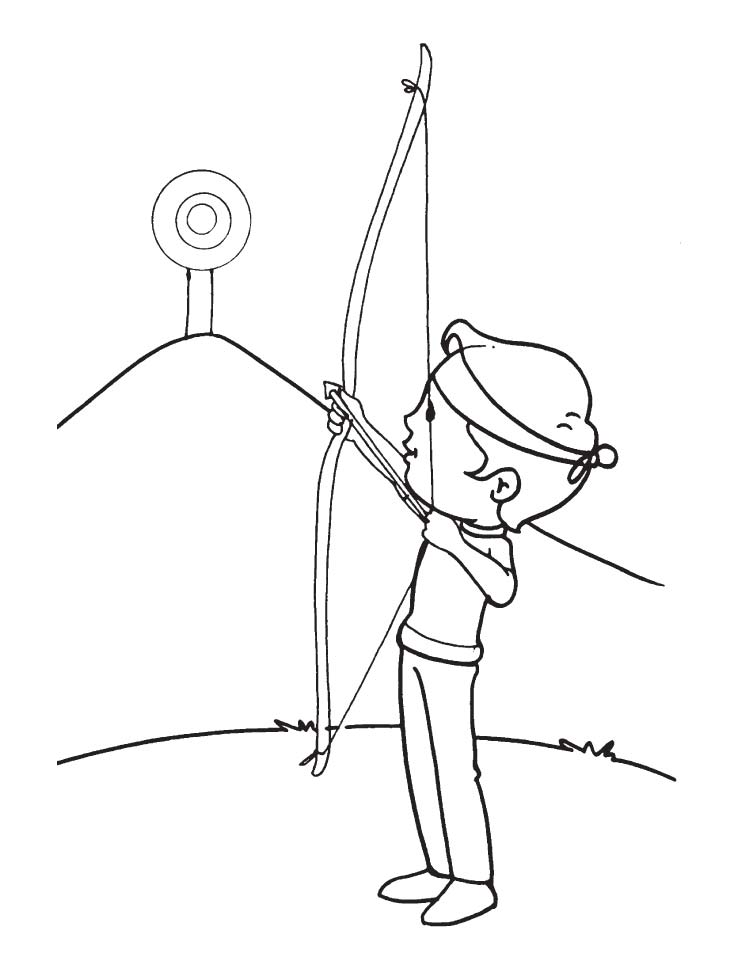 Archer practice at high target coloring page