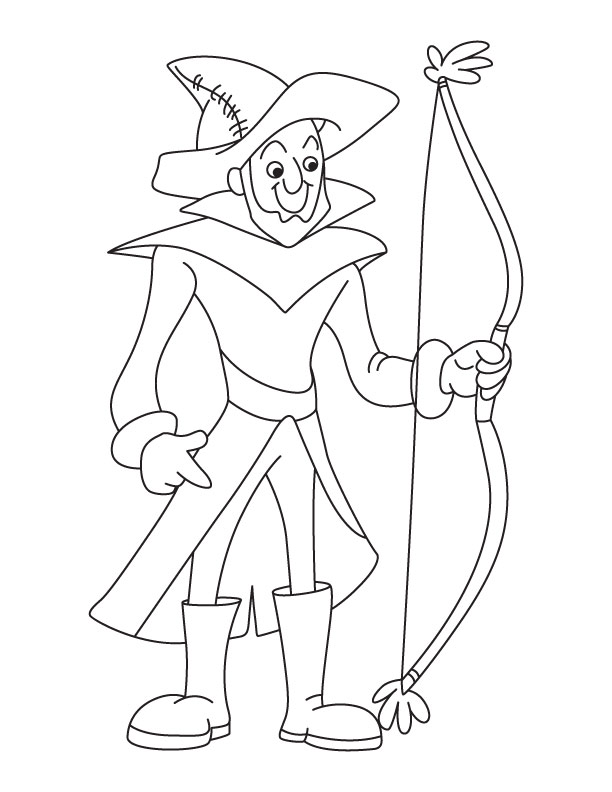 Man with archery bow coloring page