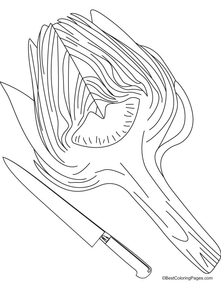 Artichoke with knife coloring pages